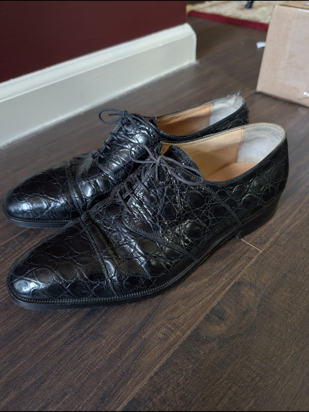 GIUSEPPE ZANOTTI Real Alligator Exotic Leather Early VTG Derby Dress Shoes 10 E
